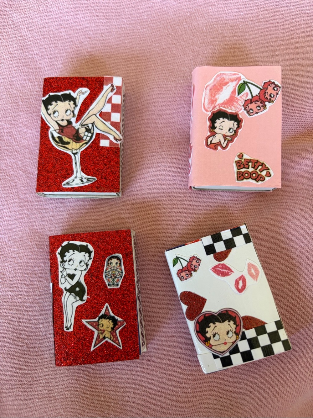 Betty Boop Pink, Red and White Decorative Matchbox Favor Set